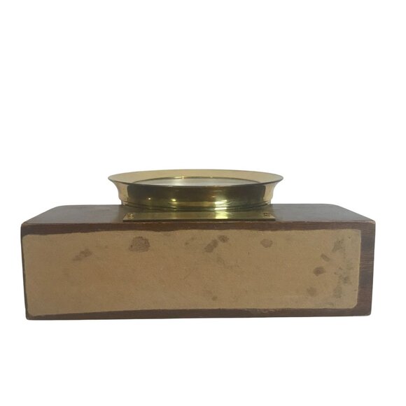 Vintage Seth Thomas Brass Ship Clock On Wood Base 8"W X 7"T With Key - Picture 5 of 8